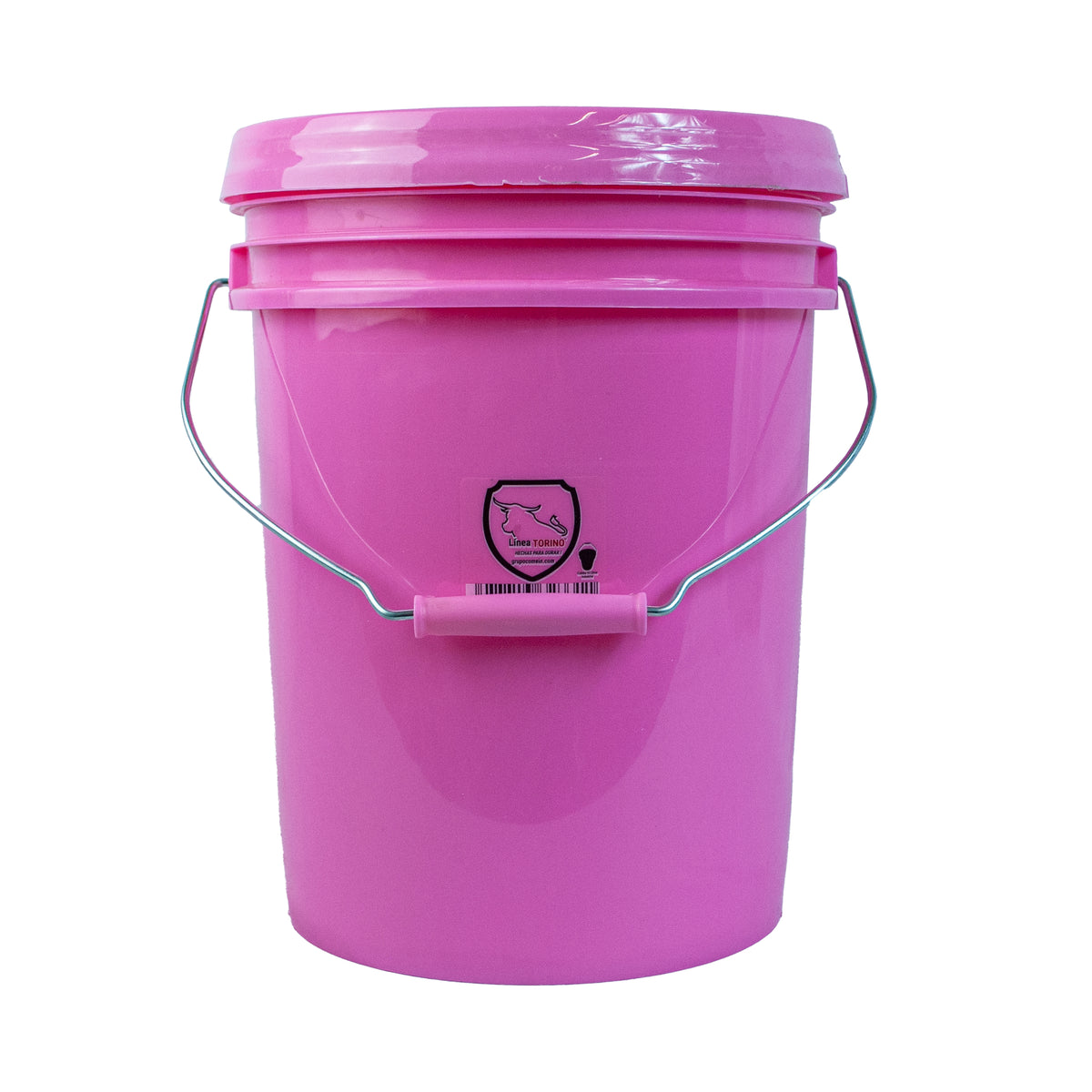 CUBETA INDUSTRIAL C/TAPA Y ASA 10 LTS. ROSA