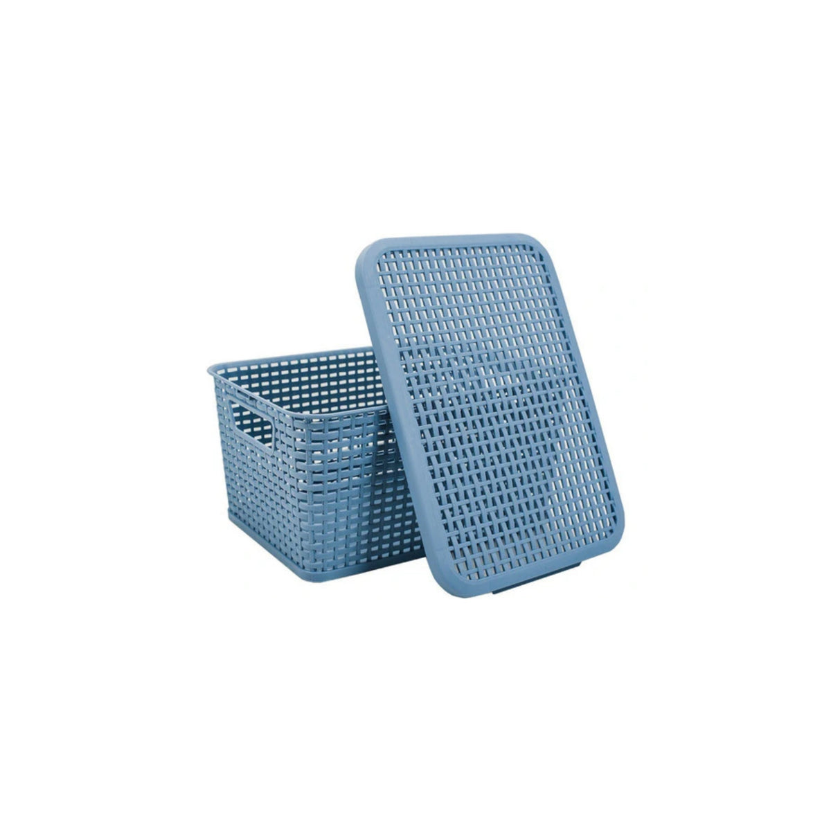 CAJA RATTAN C/TAPA CHICA L 29.3 AZUL TURQUIA CRCH0079