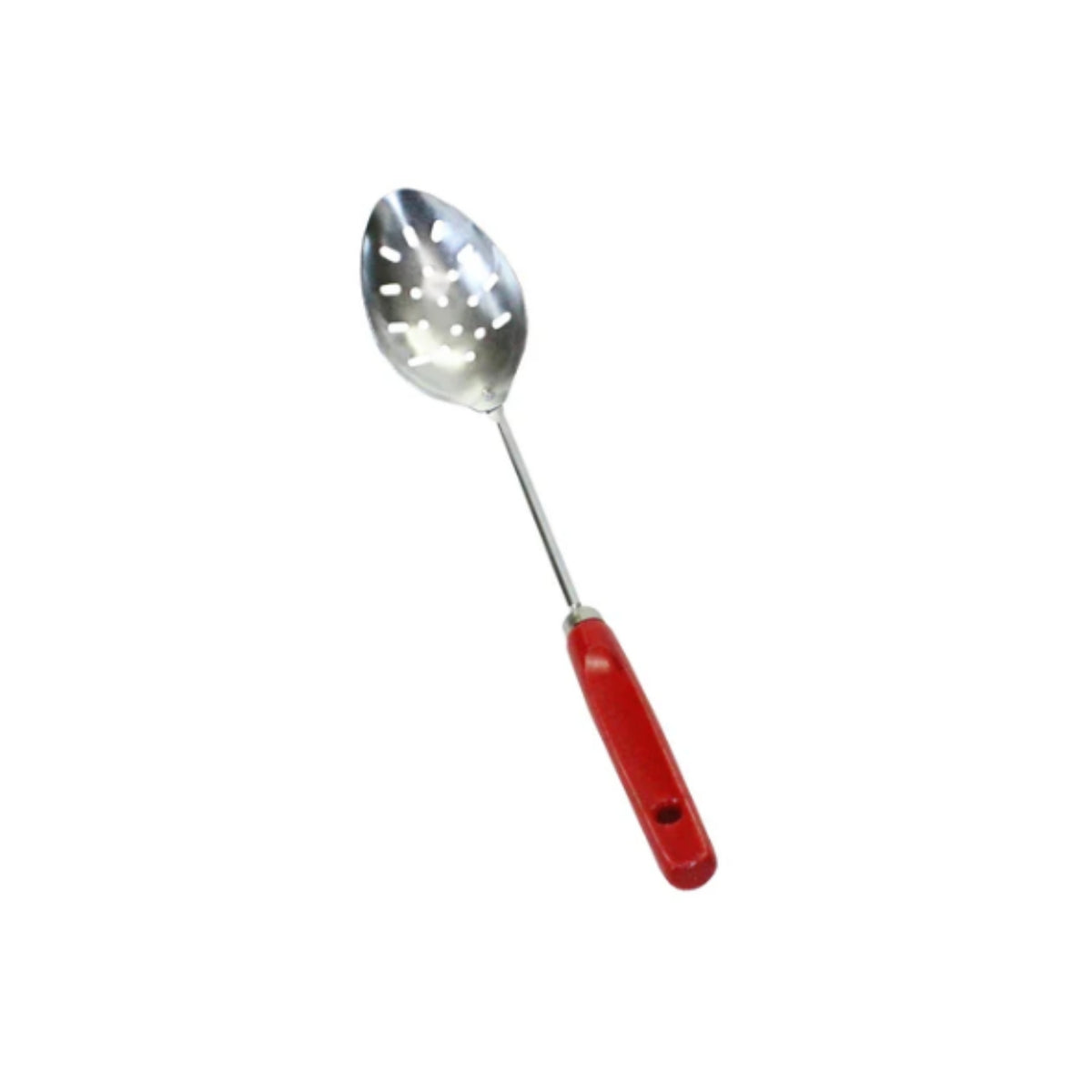 CUCHARA P/COCINA RANURADA MANGO ROJO