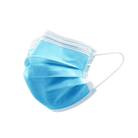 CUBREBOCA TRICAPA TERMOSELLADO PLISADO  DESECHABLE AZUL
