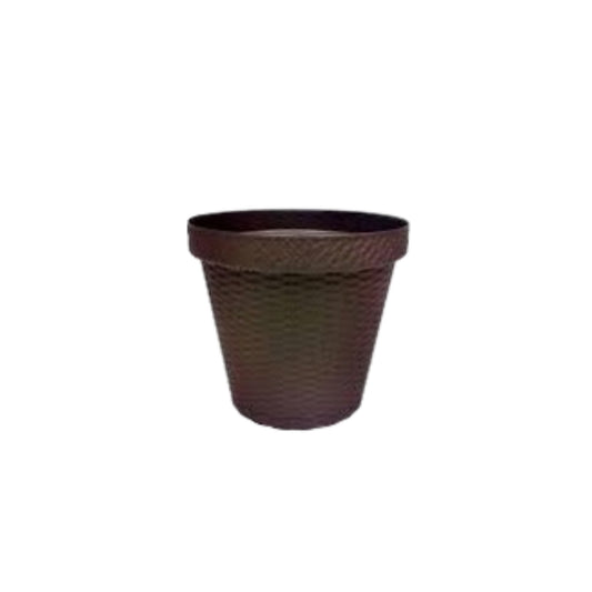 MACETA RATTAN REDONDA D20 CHOCOLATE INCLUYE PLATO BASE MRRD2006