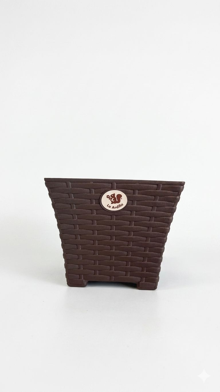 MACETA RATTAN MEDIANA CUADRADA L26 A 21 CHOCOLATE MRME0006