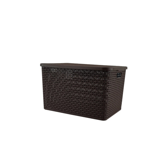 CAJA RATTAN C/TAPA MEDIANA L 46.2  CHOCOLATE CRMD0006