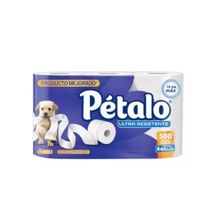 Papel Higienico Ultra Resistente con 6 Rollos de 500 Hojas Dobles C/u