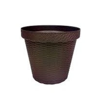 Foto de maceta rattan redonda d20 chocolate incluye plato base mrrd2006 — Alco Distribuidora Torreón mayoreo