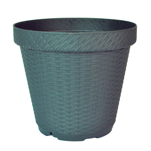 Foto de maceta rattan redonda d25 gris oxford incluye plato base mrrd2546 l — Alco Distribuidora Torreón mayoreo
