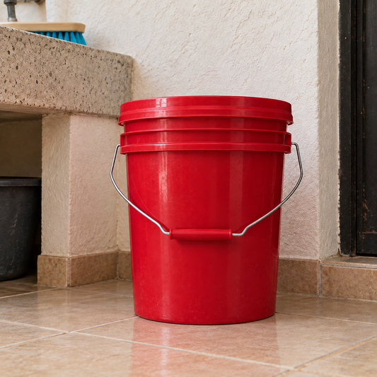 CUBETA INDUSTRIAL C/TAPA Y ASA 10 LTS. ROJA