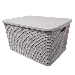 CAJA RATTAN C/TAPA MEDIANA L 46.2 BLANCO NIEBLA CRMD0037