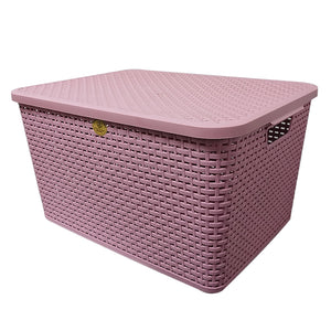CAJA RATTAN C/TAPA MEDIANA L 46.2  ROSA MAGNOLIA CRMD0077