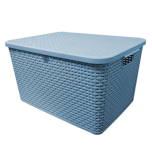CAJA RATTAN C/TAPA MEDIANA L 46.2  AZUL  TURQUIA CRMD0079