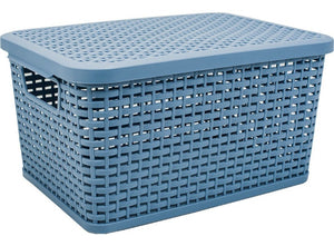 Foto de caja rattan c/tapa chica l 29.3 azul turquia crch0079 — Alco Distribuidora Torreón mayoreo