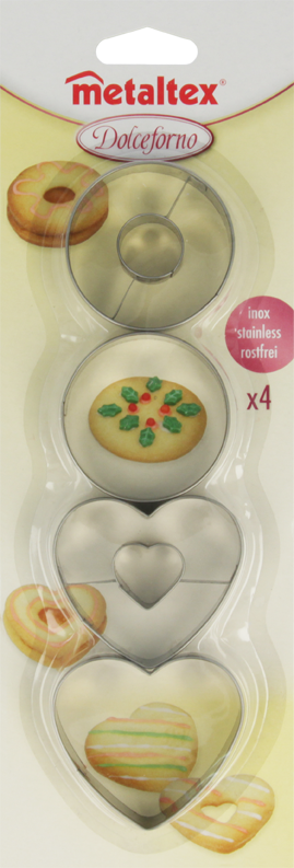 JUEGO DE 4 CORTADORES DE GALLETAS PARA RELLENO ACERO INOX. 252362